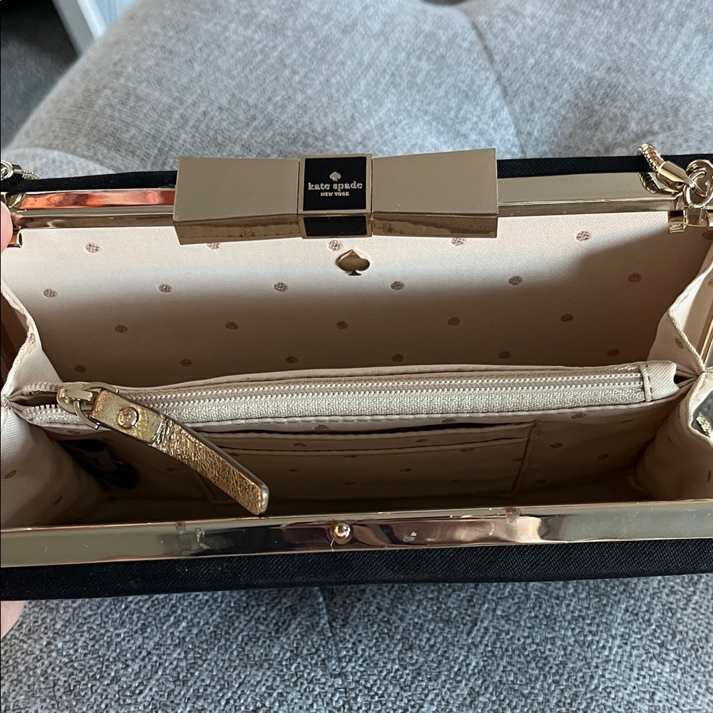 Kate Spade Black Clutch with Gold Accents - Picture 2 of 4